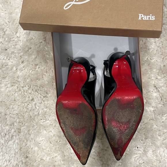 CHRISTIAN LOUBOITIN Black Patent Leather Slingback “Fleuve 100mm” - Size 38 - Picture 10 of 10